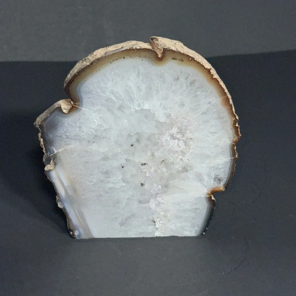 Polished Brazilian Agate Free Standing 1.11 lb Crystal Specimen White Grey 4.75